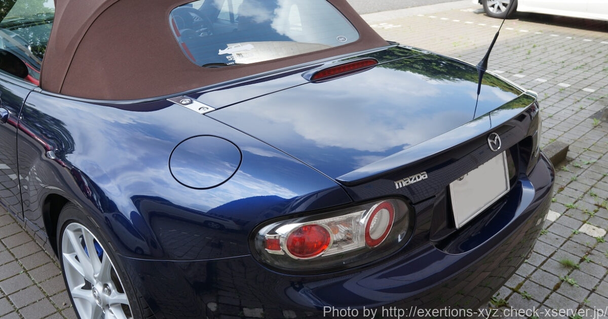 NCロードスターに純正リアスポイラー取り付け 1 NCロードスター 純正リアスポイラー