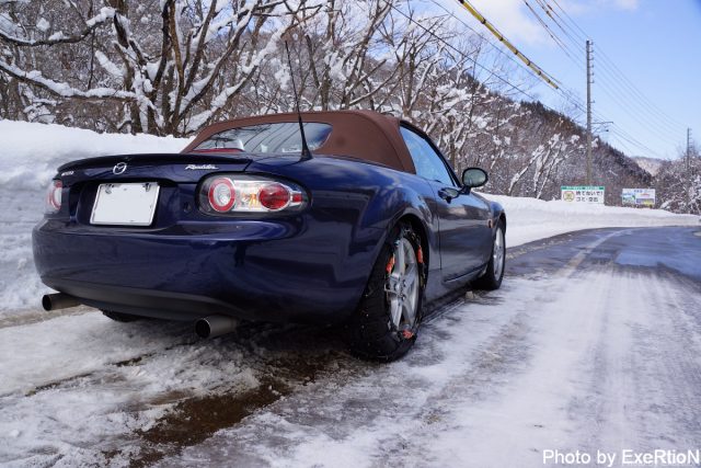 NCロードスターにチェーン装着 バイアスロン クイックイージー 4 NCロードスター チェーン